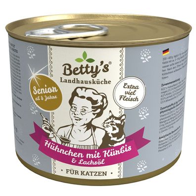 Bettys Landhausküche Dose für Senior - Hühnchen & Kürbis 12 x 200g (16,63€/kg)