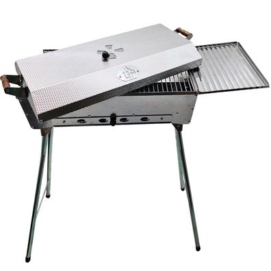 Mangal Konfigurator Astana Deluxe aus rostfreiem Edelstahl mit BBQ Deckel Grillros