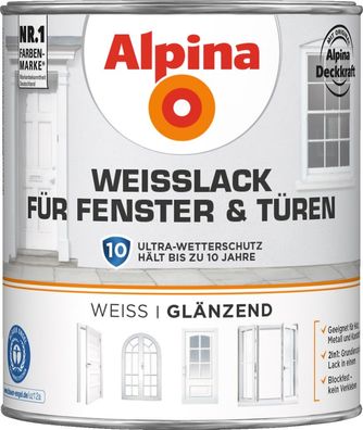 2l ALPINA Weißlack für Fenster & Türen glänzend