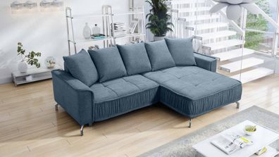 FURNIX Ecke Degia in L-Form 173x277 mit Kissen & Armlehnen BBL15 Blau