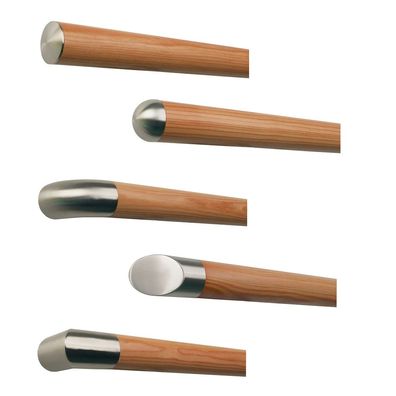 TIBU Handlauf Holz Lärche Ø 42 mm Geländer Wand Edelstahl Enden ohne Handlauf Halter