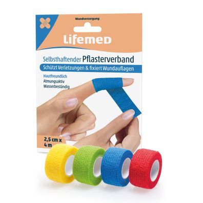 Lifemed 10 Selbsthaftende Pflasterverbände 4 m x 2,5 cm