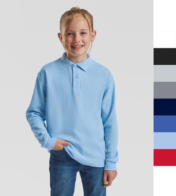 Fruit of the Loom Unisex Kinder langarm Poloshirt 104-164 LA 63-201-0 NEU