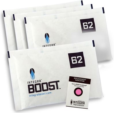 Integra Boost 62% - 4 x 67g Feuchtigkeitsregler I 2-Wege Luftbefeuchter mit Indikator