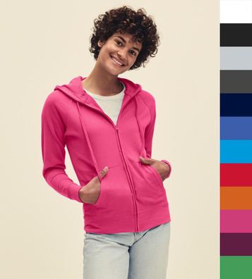 Fruit of the Loom Damen Hooded Sweat Jacket Fit Lightweight 62-150-0 NEU