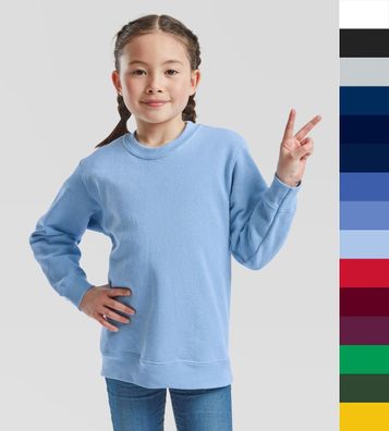 Fruit of the Loom Kinder langarm Sweatshirt 104-164 Set-In 62-041-0 NEU