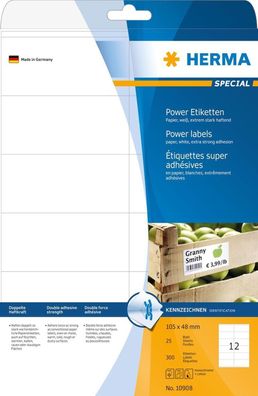 HERMA Power Etiketten Special, 105 x 48 mm, weiá