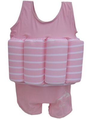 Konfidence Badeanzug Float Suit mit integriertem Auftrieb rosa/weiß gestreift