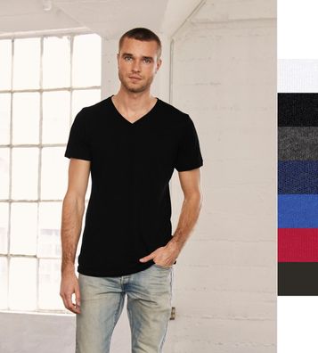 10er Pack Herren Damen Jersey V-Neck T-Shirt Bella+Canvas Baumwolle S-2XL 3005