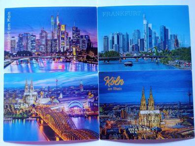 3 D Ansichtskarte Frankfurt o. Köln Postkarte Wackelkarte Hologrammkarte Dom Skyline