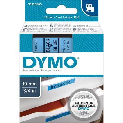 Dymo S0720860 Dymo D1 Schriftband 19 mm x 7 m schwarz auf blau 45806