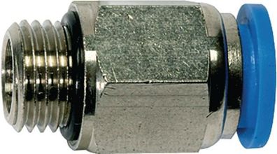 Gerade Steckverschraubung Bl. Ser. AG G 1/8 Zoll SW 12mm m. O-Ring u. a6-KT. zyl