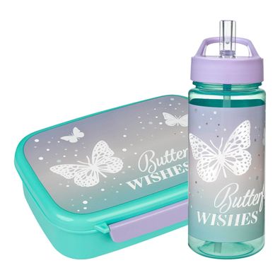 Scooli Trinkflasche + Brotbüchse Butterfly Wishes Schmetterling Brotdose Kinder