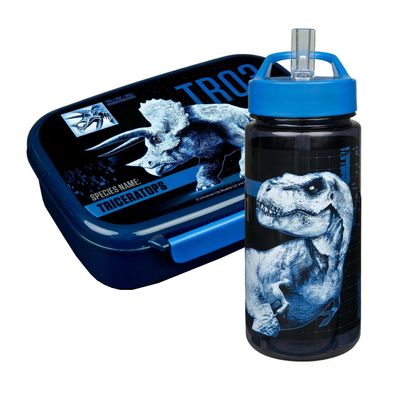 Scooli Trinkflasche + Brotdose Jurassic WORLD Kinder Brotbüchse Dinosaurier T-Rex