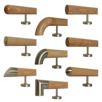 TIBU Handlauf Holz Esche Ø 42 mm Geländer Treppe gerade Edelstahl Halter und Enden