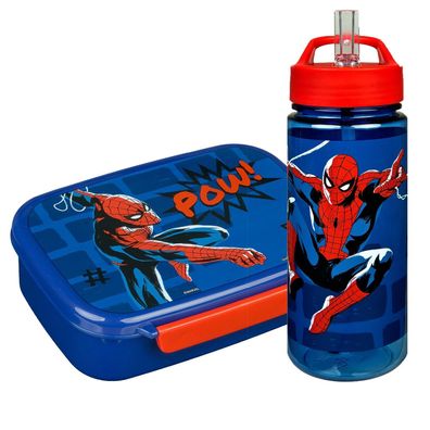 Scooli Trinkflasche + Brotdose Spiderman Kinder Spider Man Flasche Botbüchse blau rot