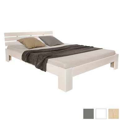 Doppelbett Holzbett Futonbett 90 120 140 160 180 cm weiß natur oder grau Bett