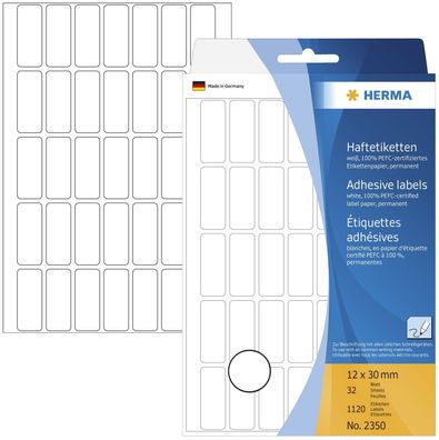 Herma 2350 2350 Vielzwecketiketten - weiß, 12x30 mm,