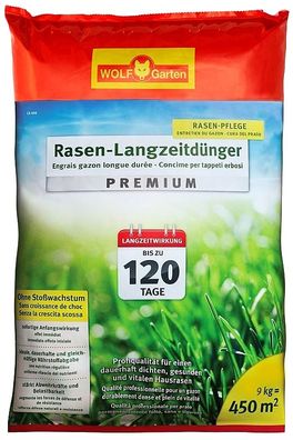 9kg Wolf-Garten LE 450 Rasen-Langzeitdünger Prem