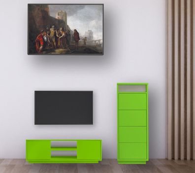 Wohnwand Set modern 2 teilig TV Lowboard, Sideboard für Wohnzimmer oder Kinderzimmer