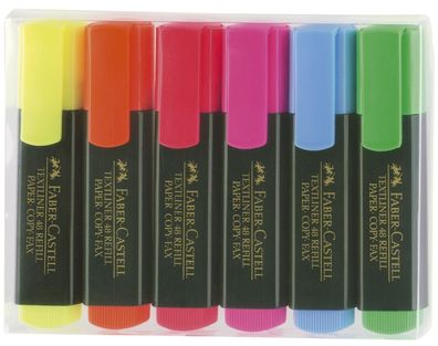 5x Faber-Castell 154806 Textmarker 48 REFILL nachfüllbar, 6 Farben, im Etui(S)