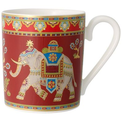 Villeroy & Boch Samarkand Rubin Becher mit Henkel Premium Bone Porcelain bunt