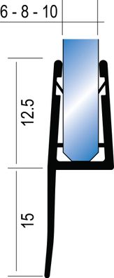 Duschdichtung PVC Ersatzdichtung Duschkabine Dusche TYP-22 200cm 6-10mm