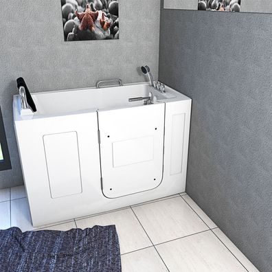 Sitzbadewanne Senioren Wanne Sitzwanne mit Tür S07-TH-C-L 140x76cm