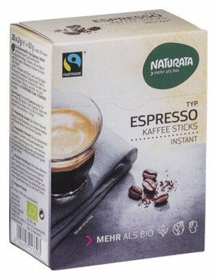 Naturata Espresso Kaffee-Sticks Bohnenkaffee, instant 25x2g