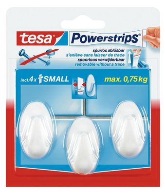 tesa 57533-00016-01 Powerstrips 3x Haken Oval Weiß incl. 4 Strips