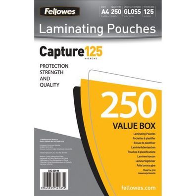 Fellowes® 5314903 Laminierfolie Value Pack Capture - A4, glänzend, 125 mym, 250 Stück