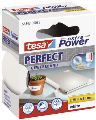 tesa® 56343-00035-03 Gewebeklebeband extra Power Perfect - 2,75 m x 38 mm, weiß