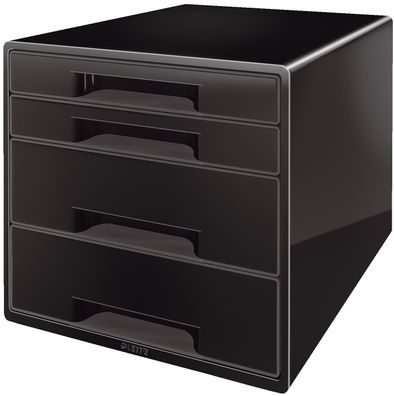 Leitz 5252-10-95 5252 Schubladenbox CUBE - A4/C4, 4 geschlossene Schubladen, schwarz