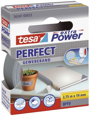 tesa® 56341-00033-03 Gewebeklebeband extra Power Perfect - 2,75 m x 19 mm, grau