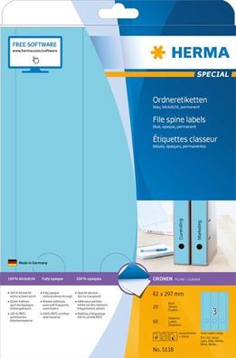 HERMA Ordnerr?cken-Etiketten Special, 61 x 297 mm, blau