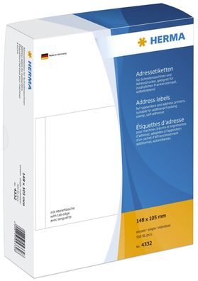 Herma 4332 4332 Adress-Etiketten - einzeln mit Abziehlasche, 148 x 105 mm, selbstk