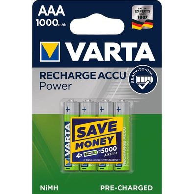 Varta 05703301404 1x4 Rechargeable Accu AAA Ready2Use NiMH 1000 mAh Micro