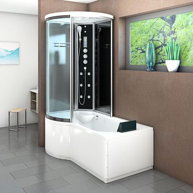 Kombination Badewanne Dusche K55-R33 Duschtempel 100x170 cm