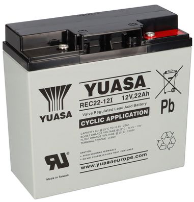 Yuasa Blei-Akku REC22-12I Pb 12V 22Ah Zyklenfest, M5 Innengewinde