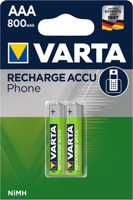 Varta 58398101402 Rechargeable Accu Phone - Micro/AAA, 1,2 V, 800 mAh, 2er Blister