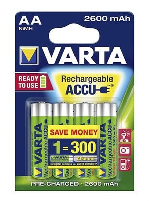 Varta 05716101404 1x4 Rechargeable Accu AA NiMH 2600 mAh Mignon(PL)