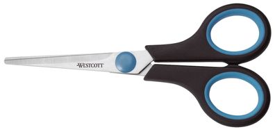 Westcott E-30250 00 Schere Easy Grip, rostfrei, gerade, symmetrisch, blau/schwarz,