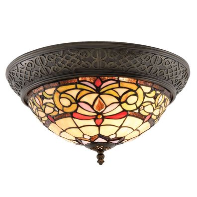 LumiLamp Deckenlampe Tiffany Ø 38x20 cm Gelb Glas Halbkreis