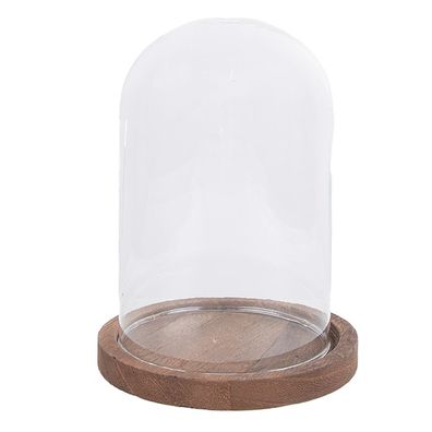 Clayre & Eef Glocke Ø 12x16 cm Transparant Glas Holz (Gr. Ø 12x16 cm)