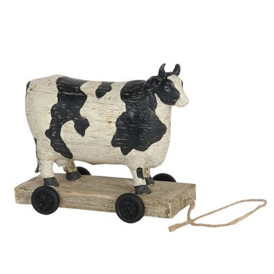 Clayre & Eef Figur Kuh 14x7x12 cm Weiß Schwarz Polyresin (Gr. 14x7x12 cm)