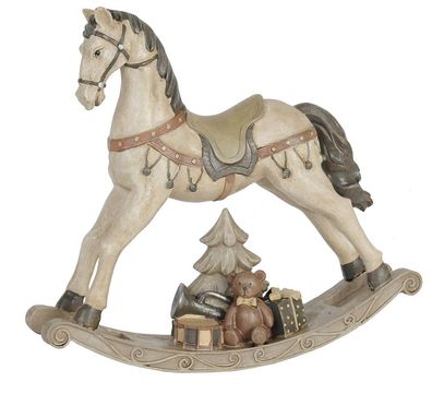 Clayre & Eef Figur Pferd 30x8x27 cm Weiß Polyresin (Gr. 30x8x27 cm)