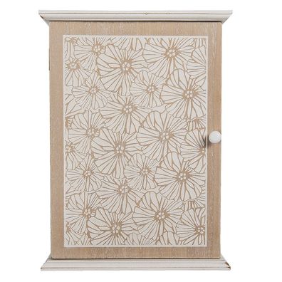 Clayre & Eef Schlüsselkasten 20x7x27 cm Braun Beige Holz Rechteck Blumen