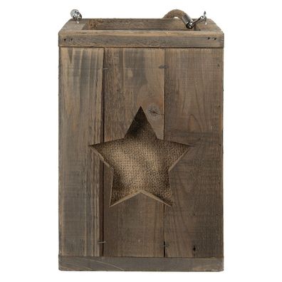 Clayre & Eef Windlicht 19x19x28 cm Braun Holz Stern (Gr. 19x19x28 cm)