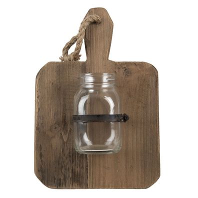 Clayre & Eef Vase 23x13x33 cm Braun Holz Glas (Gr. 23x13x33 cm)