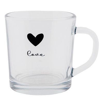 Clayre & Eef Teeglas 250 ml Glas Herz Love (Gr. 11x8x9 cm / 250 ml)